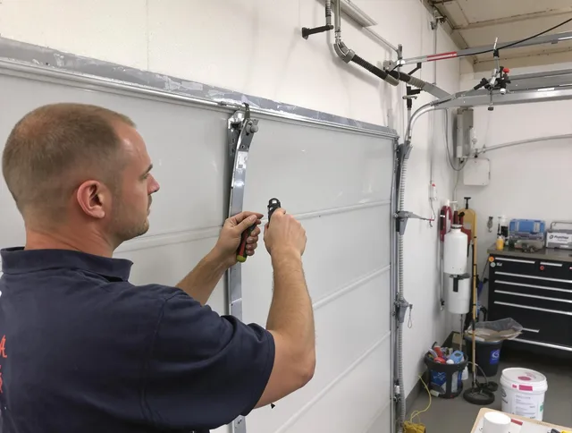 Before and after garage door dent repair by Rocky Hill Garage Door Repair in Rocky Hill
