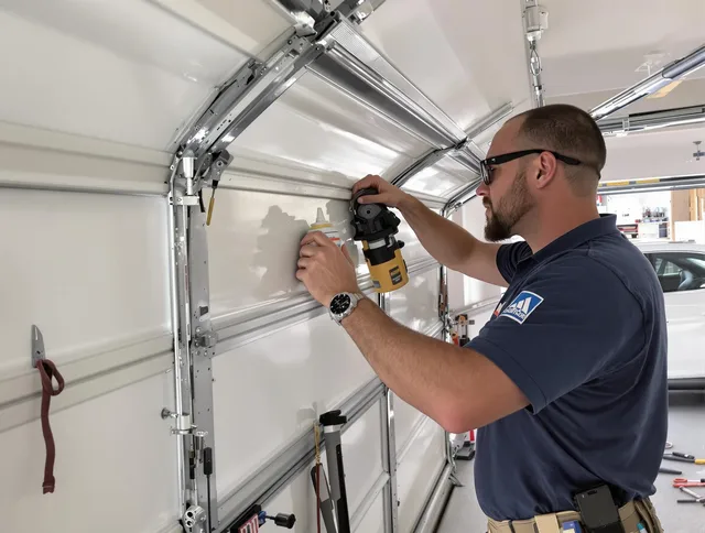 Rocky Hill Garage Door Repair technician quieting a noisy garage door in Rocky Hill