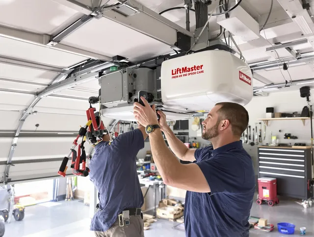 Rocky Hill Garage Door Repair technician performing advanced diagnostics on garage opener in Rocky Hill
