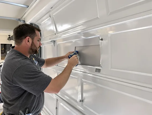 Garage door panel repair by Rocky Hill Garage Door Repair in Rocky Hill